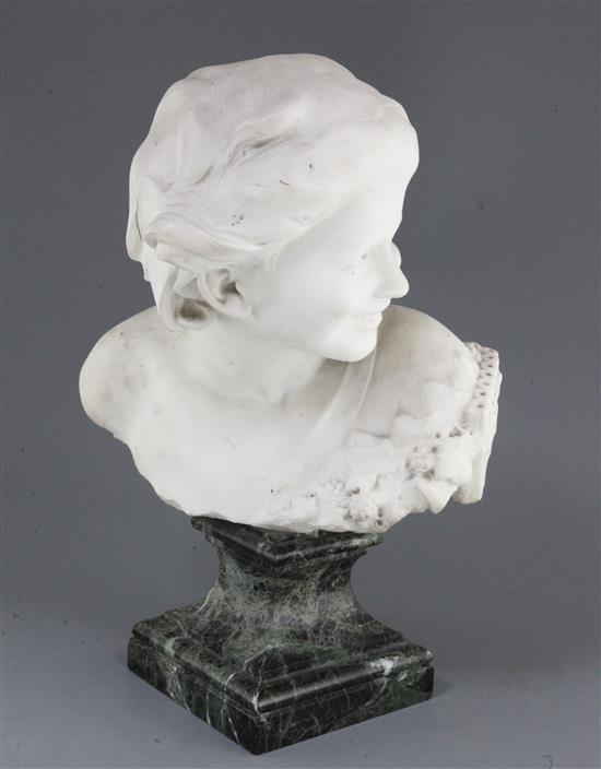 Jean Antoine Injalbert (1845-1933). An Italian white marble bust of Pan, height 21in.